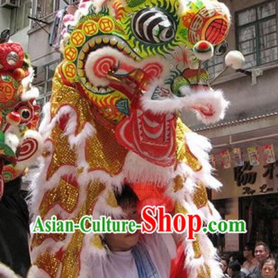 Traditional Chinese New Year Celebration Ancient Coins Kylin Dance Costumes Complete Set
