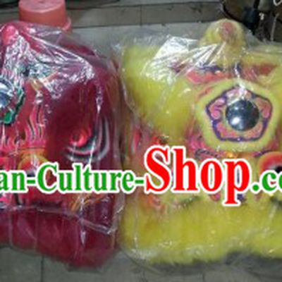 Supreme Top Quality Red and Yellow Lion Dance Costumes Two Complete Sets