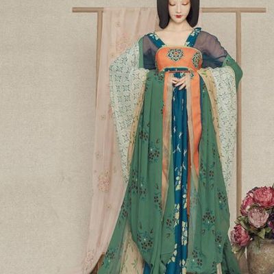 Ancient Chinese Blue Princess Outfit and Umbrella Complete Set
