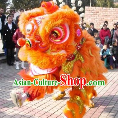 Festival Celebration Fut San Orange Lion Dance Costumes for Display and Play