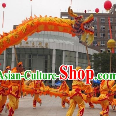 Free Worldwide Delivery 18 Meters Traditional Chinese Gold Dragon Dance Equipment Complete Set