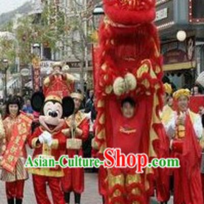 Happy Chinese New Year Parade Red Lion Dance Costume Complete Set