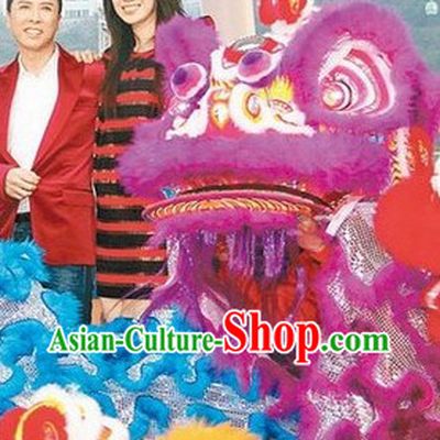 Business Opening Purple Long Wool Lion Dance Costume Full Set