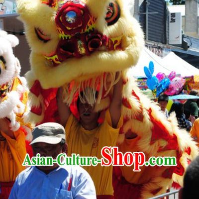 Traditional Fut San Type Long Wool Lion Dance Costumes Full Set