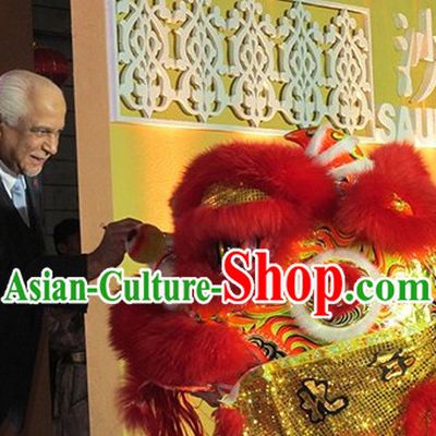 Red and Gold Fut San Lion Dancing Props Full Set