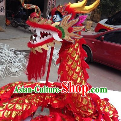 Red Color Chinese Lunar New Year Events Celebration Dragon Dance Costumes Complete Set