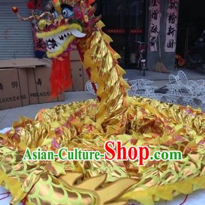 Gold Color Chinese Lunar New Year Events Celebration Dragon Dance Costumes Complete Set