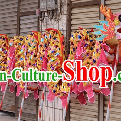 Gold Rainbow Color Chinese New Year Celebration Dragon Dance Costumes Complete Set
