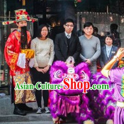 Purple Color Famous Brand Mall Opening Lion Head and Body Dance Costumes Complete Set