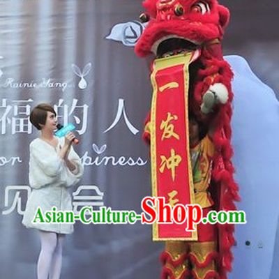 Red Color Chinese Lunar New Year Parade Celebration Lion Dance Costumes Complete Set