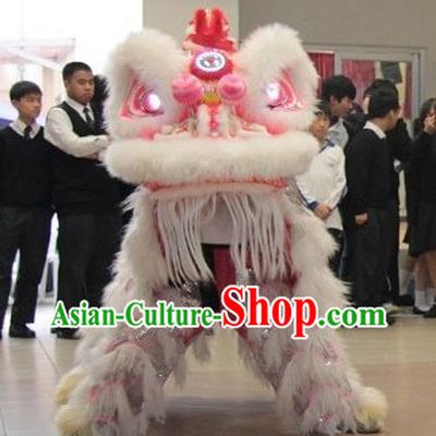 White Wool Chinese Big Festival Celebration Lion Dance Costumes Complete Set