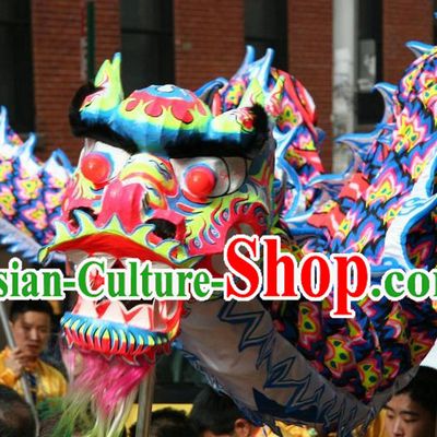 Blue Color Supreme Chinese Lunar New Year Celebration Luminated Dragon Dance Costumes Full Set