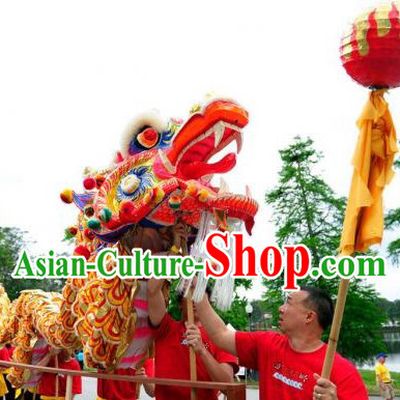 Supreme Best Red and Gold Chinese Festival Handmade Dragon Dance Equipment Full Set