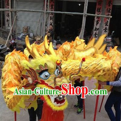 Traditional Handmade Festival Celebration Gold Dragon Dance Costumes Complete Set