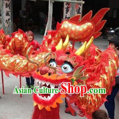 Festival Celebration Red and Gold Dragon Dance Costumes Complete Set