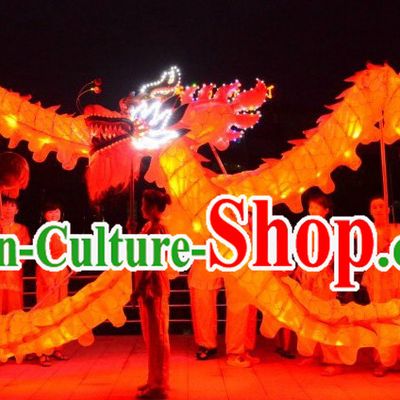 Happy Festival Celebration LED Luminous Red Dragon Dancing Costumes Complete Set