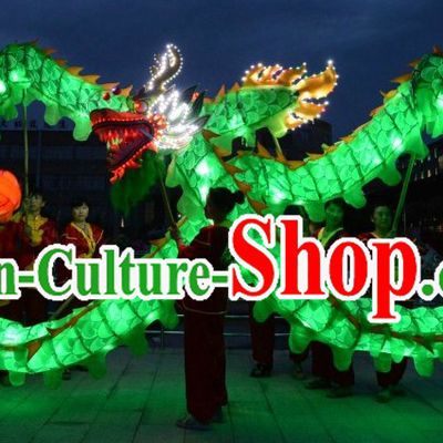 Happy Festival and Events LED Luminous Green Dragon Dance Costumes Complete Set