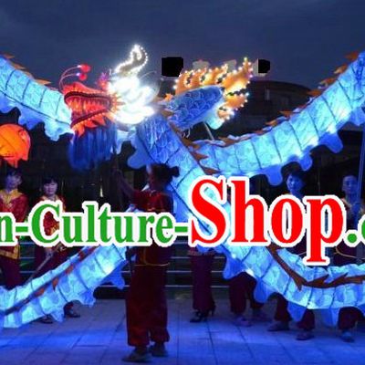 Luminous LED Parade and Celebration Blue Dragon Dance Costumes Complete Set
