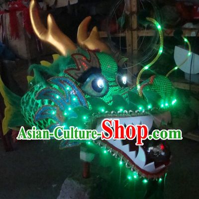 Handmade LED Luminous Flame Chinese Traditional Dragon Head Fish Body Prop