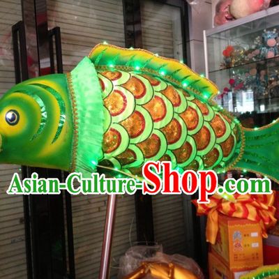 Green LED Luminous Chinese Traditional Fish Dance Prop