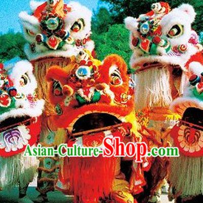 Lucky Red Chinese Lunar New Year Parade Supreme Lion Dance Costumes Complete Set