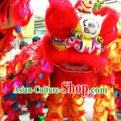 Lucky Red China Lunar New Year Performance Supreme Lion Dance Costume Complete Set