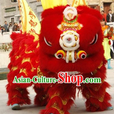 Supreme Red and Gold Competition and Performance Lion Dance Costumes Full Set