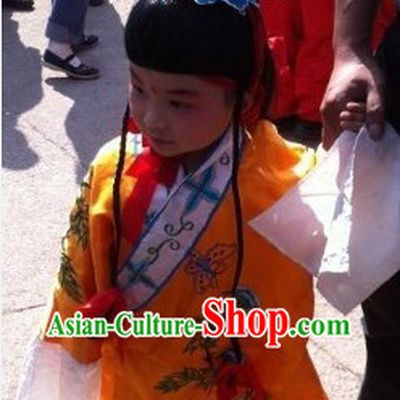 Traditional Chinese Beijing Opera Costume and Hat for Children