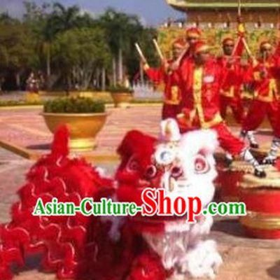 Half Red Half White Festival Ceremony Lion Dance Costumes Complete Set