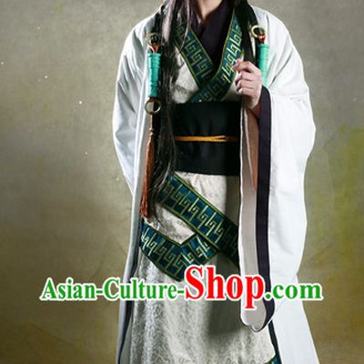 Ancient Chinese Male Fairy Costumes and Headwear Complete Set