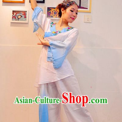 Classical Fan Dance Costume and Headwear Complete Set for Women