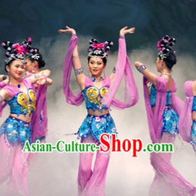 High School Classical Dance Team Costumes and Headwear Full Set for Girls