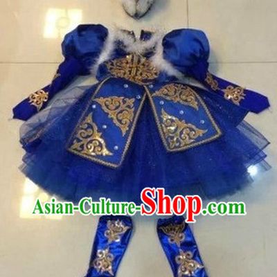 Chinese Folk Ethnic Mongolian Dance Costumes and Headwear for Women