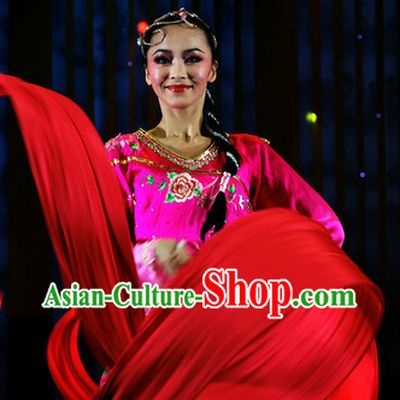 Chinese Wedding Dance Costumes Attire and Headwear Complete Set for Women