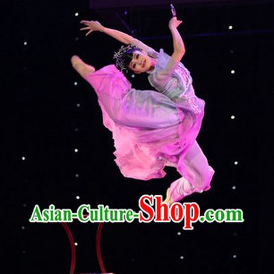Chinese Classical Competition Dance Costumes and Headwear Complete Set for Women