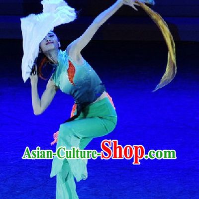 Chinese Solo Dance Costumes and Headwear Complete Set for Women