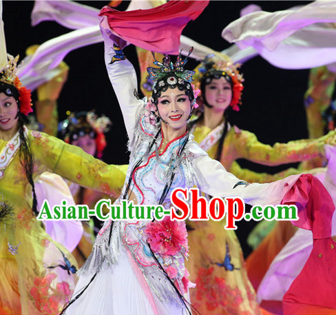 Chinese Classical Competition Dance Costumes and Headwear Complete Set for Women