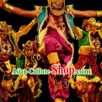 Tibetan Dancing Costume and Headdress Full Set for Women