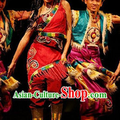 Tibetan Dancing Costume and Headdress Full Set for Men