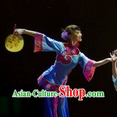 Professional Stage Performance Fan Dancing Costumes and Headwear for Women