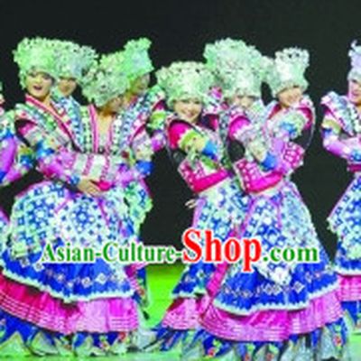 China Miao Clothing and Hat Complete Set for Girls