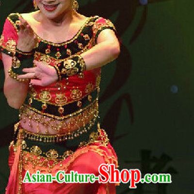 Professional Stage Performance Xinjiang Dance Costume and Hat for Girls
