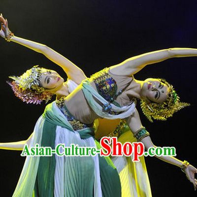Professional Stage Performance Classical Dancing Costume and Headwear Complete Set