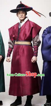 Ancient Korean Imperial Guard Suit and Hat Complete Set for Men