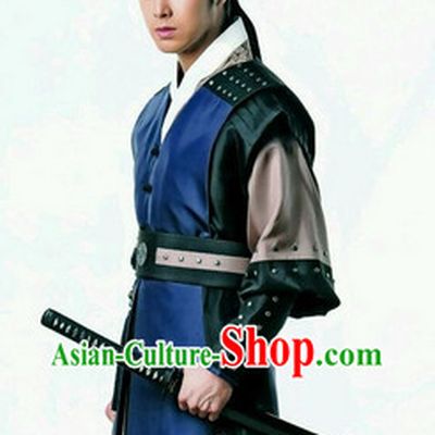 Ancient Korean Imperial Swordsman Hanbok and Headpiece Complete Set for Men