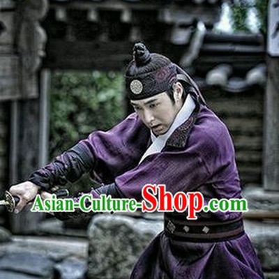 Ancient Korean Imperial Swordman Costumes and Headwear Complete Set