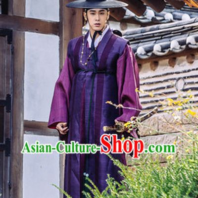 Ancient Korean Imperial Official Costumes and Black Hat Complete Set