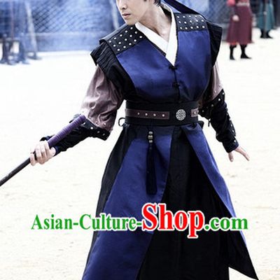 Ancient Korean Knight Costumes and Headwear Complete Set for Men