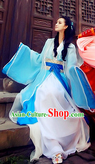 Chinese Blue Beauty Dresses and Hair Jewelry Complete Set