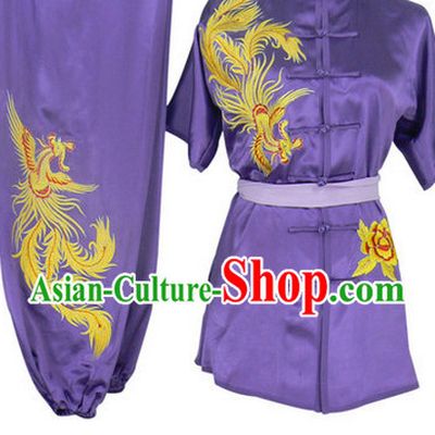 Purple Phoenix Embroidery Wushu Outfit Full Set